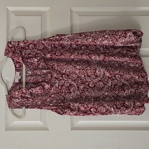 LOFT Outlet Ruffle Neckline Cinched Elastic Waist Sleeveless Blouse